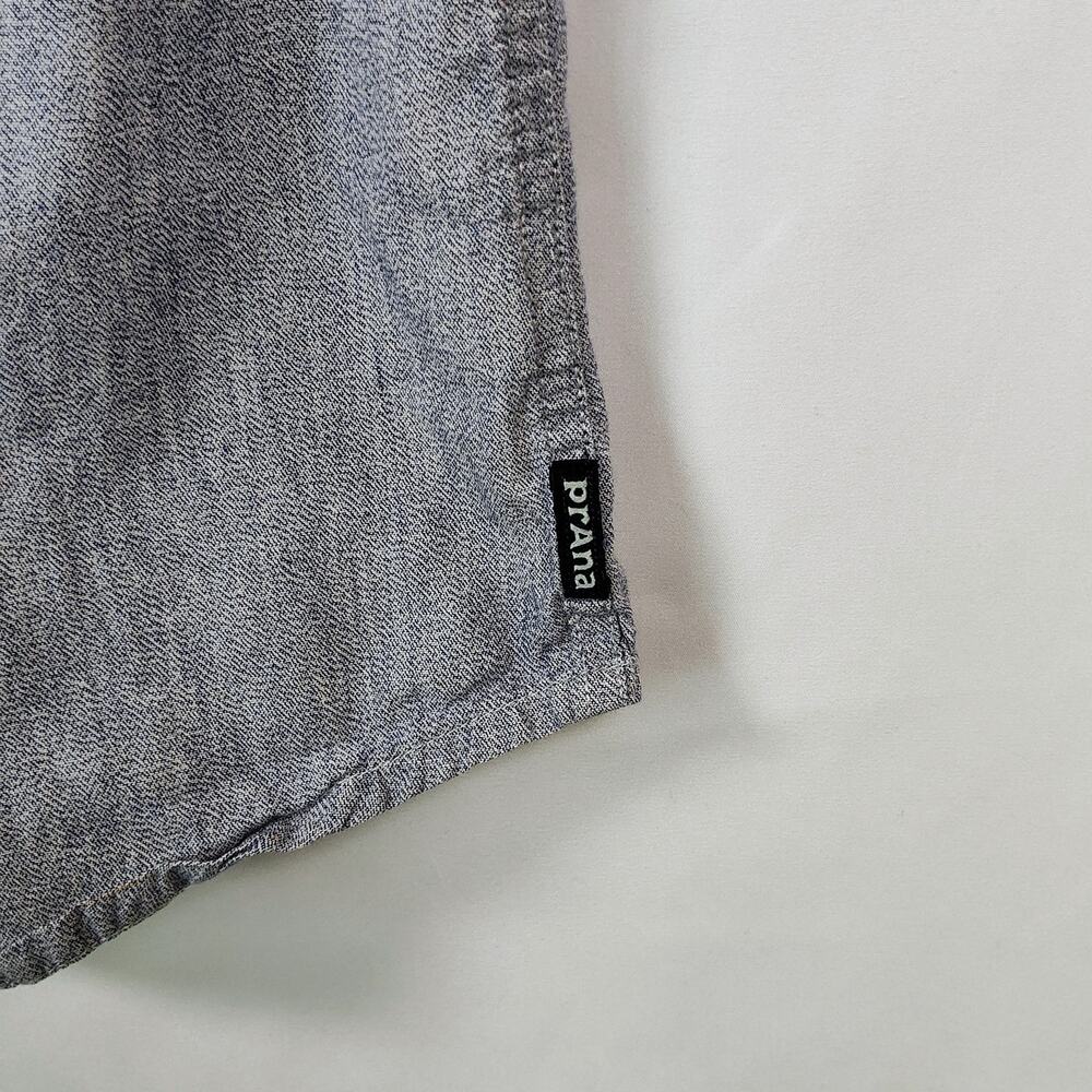 prAna Men's Medium gray Blue Button-Down Short Sleeve Shirt - Picture 6 of 10